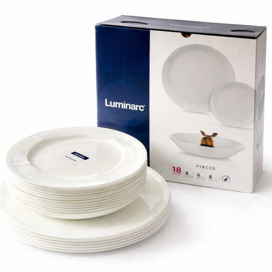 طقم ١٨ قطعه اركوبال ابيض ماركه لومينارك اماراتى