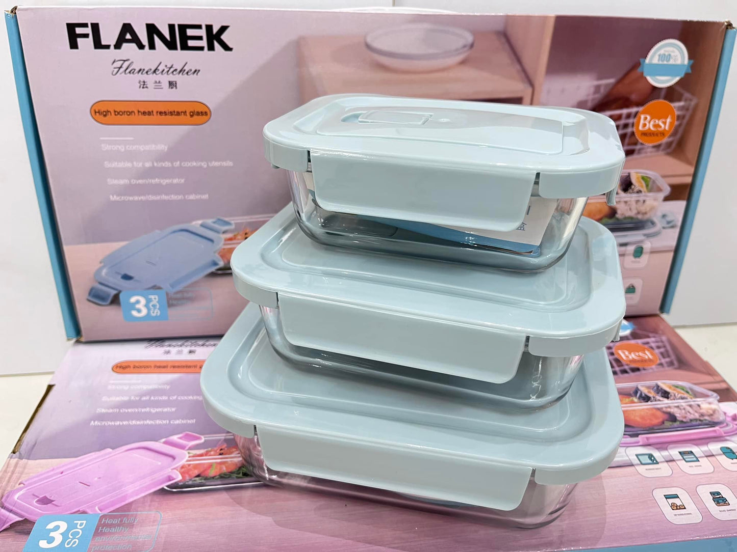 طقم طواجن بيركس مستطيل 3 قطع بيدخل مايكرويف + غسالة اطباق + فرن