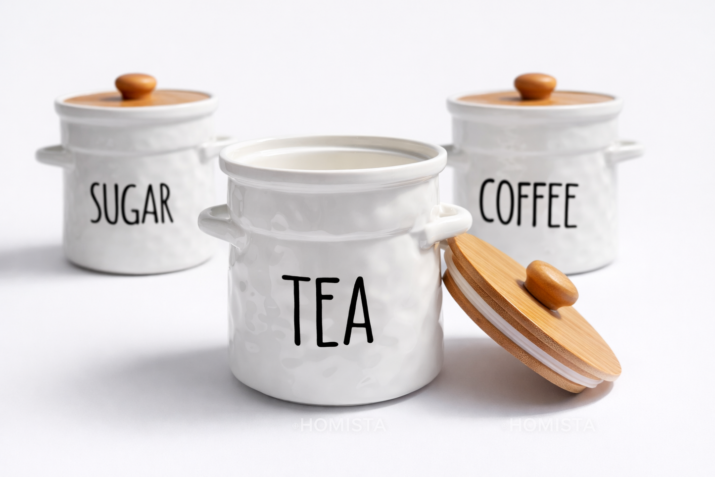 طقم شاي و قهوه و سكر بورسلين غطاء خشب و استاند خشب