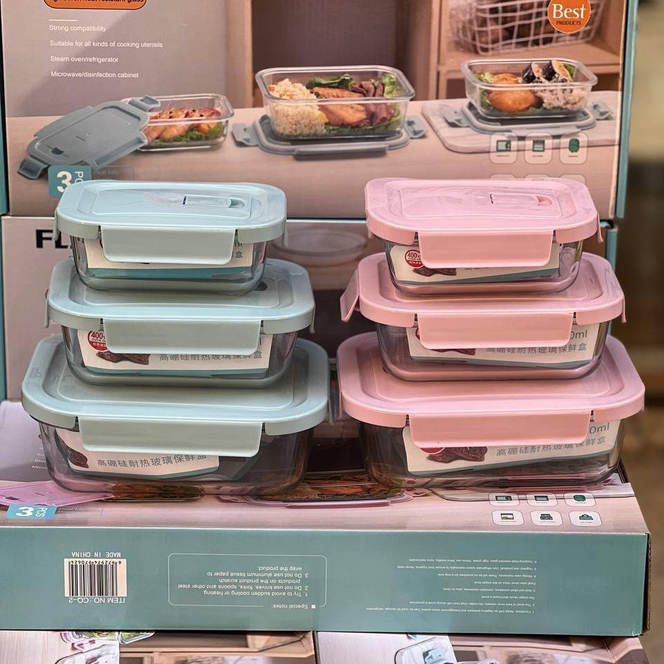 طقم طواجن بيركس مستطيل 3 قطع بيدخل مايكرويف + غسالة اطباق + فرن